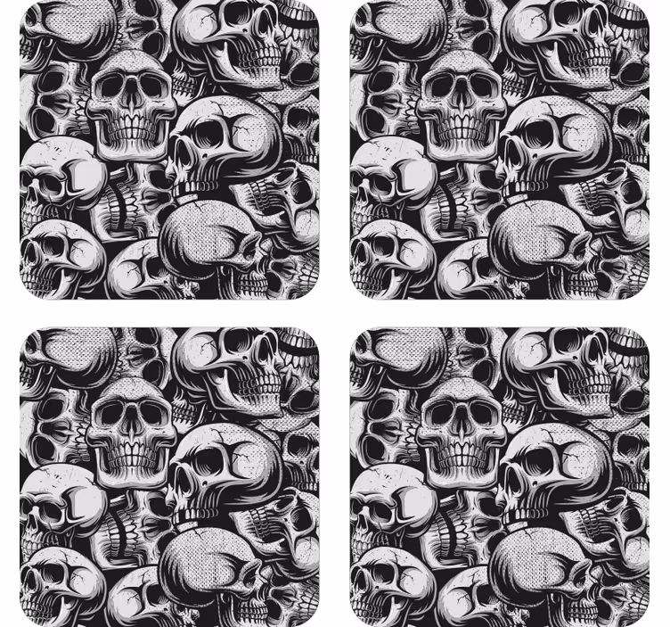 Geek coasters skull pattern in monochrome - TenStickers
