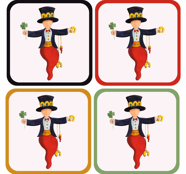 Geek coasters with playful clover character - TenStickers