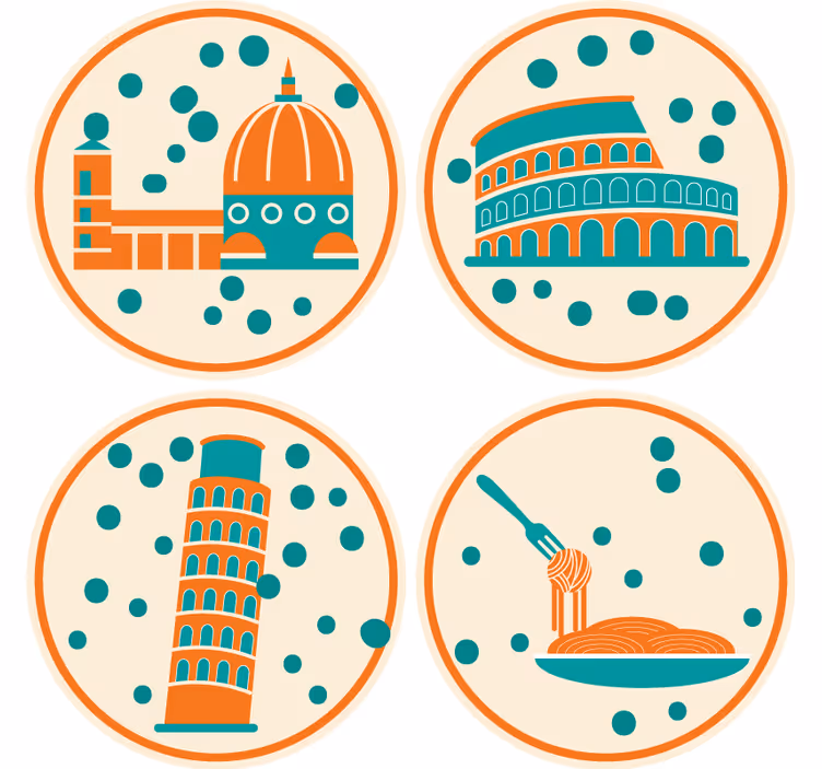 Modern coasters inspired by iconic italian landmarks - TenStickers