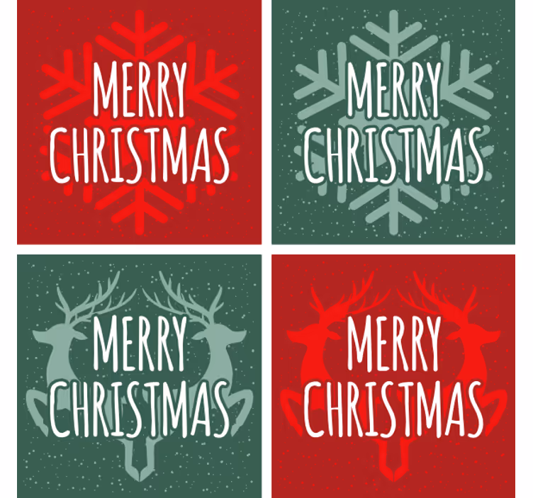 Green and red patterns Christmas coaster - TenStickers