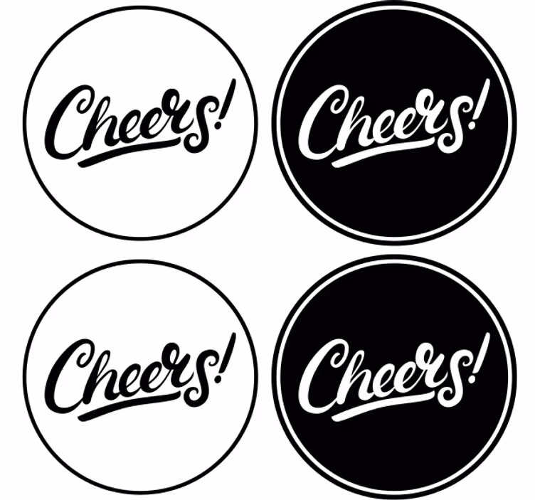 Beer mats with stylish cheers typography - TenStickers