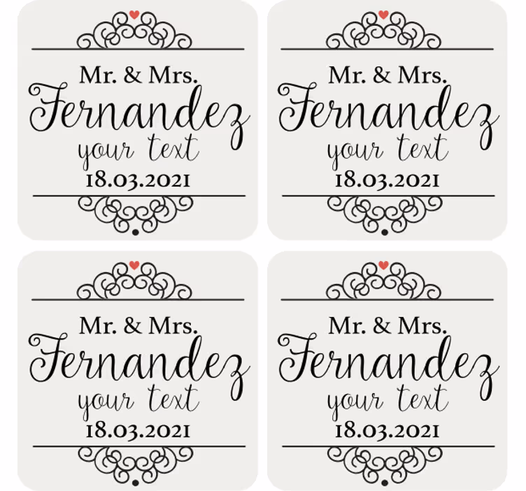 Mr and Mrs wedding coaster - TenStickers