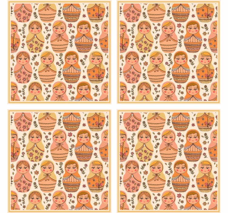 Geek coasters colorful matryoshka dolls design - TenStickers