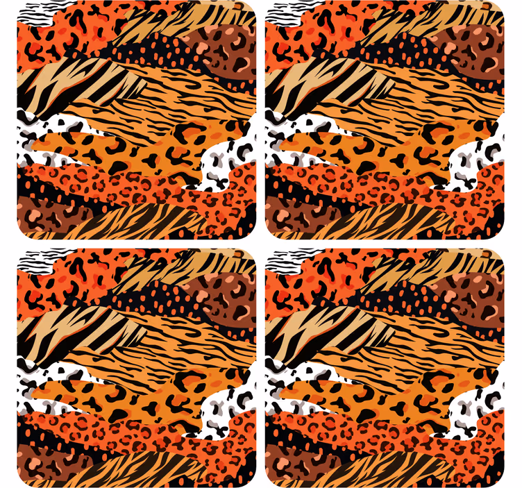 Fierce animal patterns coasters - TenStickers