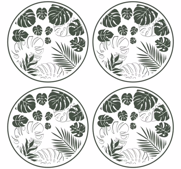 Coasters with lush greenery circle design - TenStickers