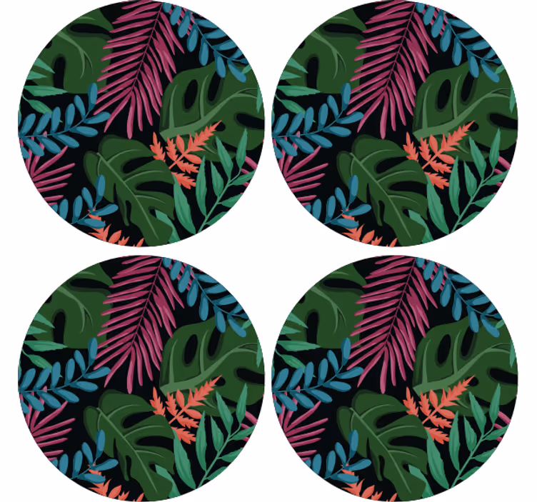 Tropical leaf patterns coasters - TenStickers