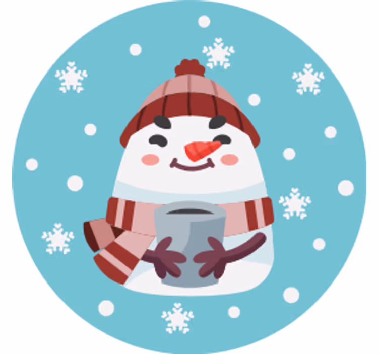 Christmas coaster snowman with cup - TenStickers
