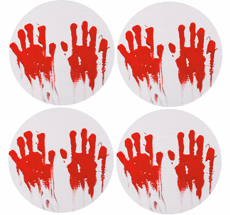 Halloween coasters red handprint design - TenStickers
