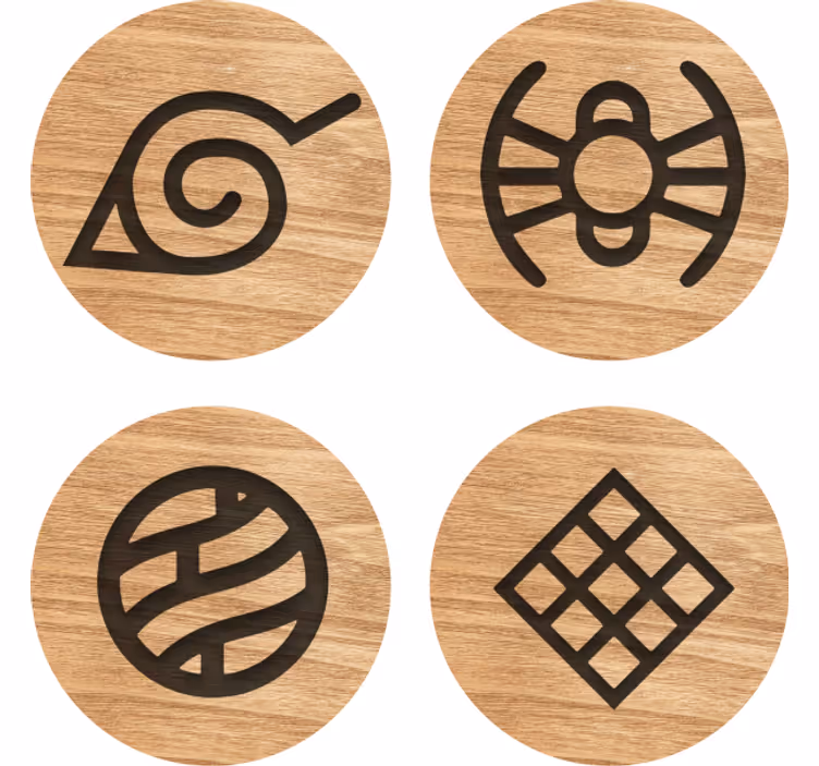 Geek coasters symbolic wooden discs - TenStickers