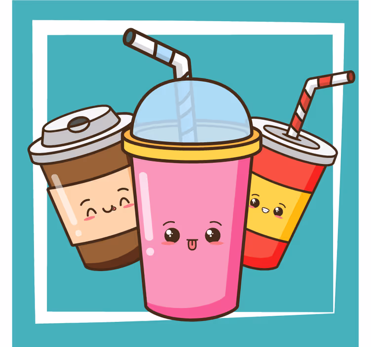 Fast food drinks illustration more coasters - TenStickers