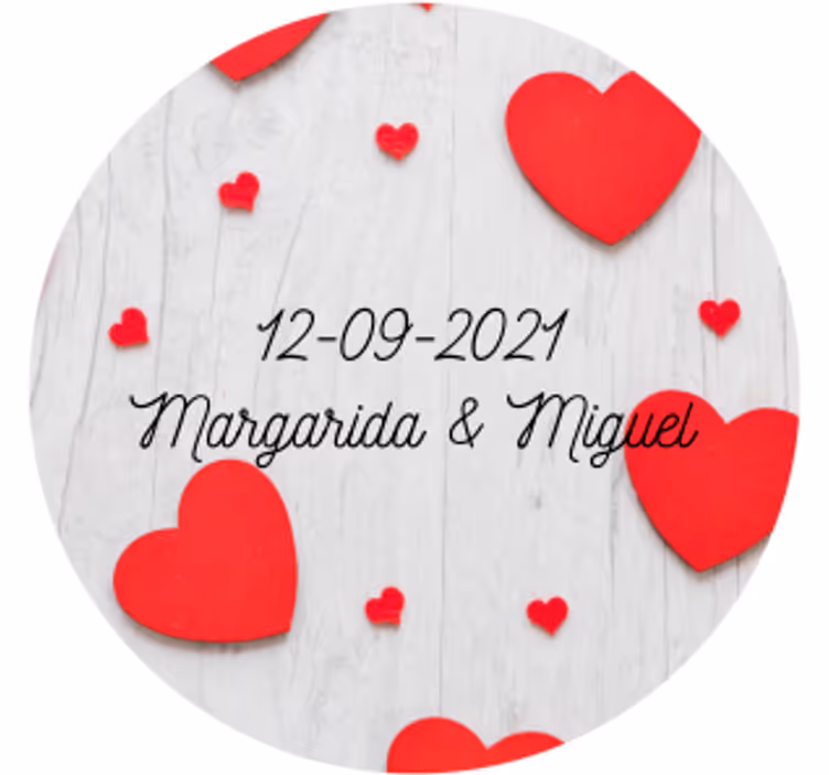 Wedding coasters with heart and date personalization - TenStickers