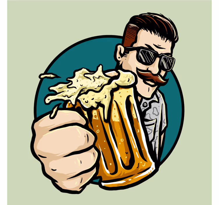 Beer mats mustached man with mug design - TenStickers