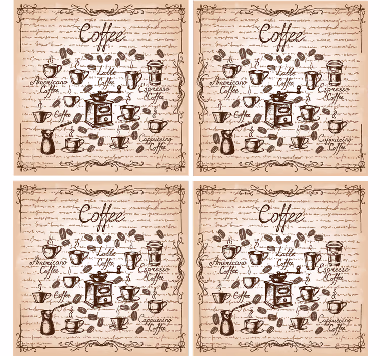 Personalisable coasters coffee types artwork - TenStickers