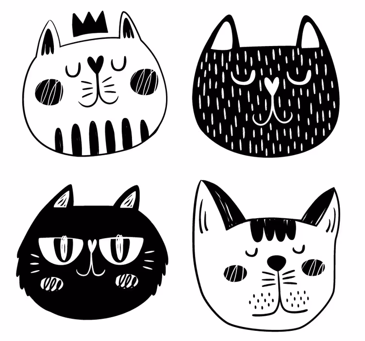 Geek coasters with fun cat designs - TenStickers
