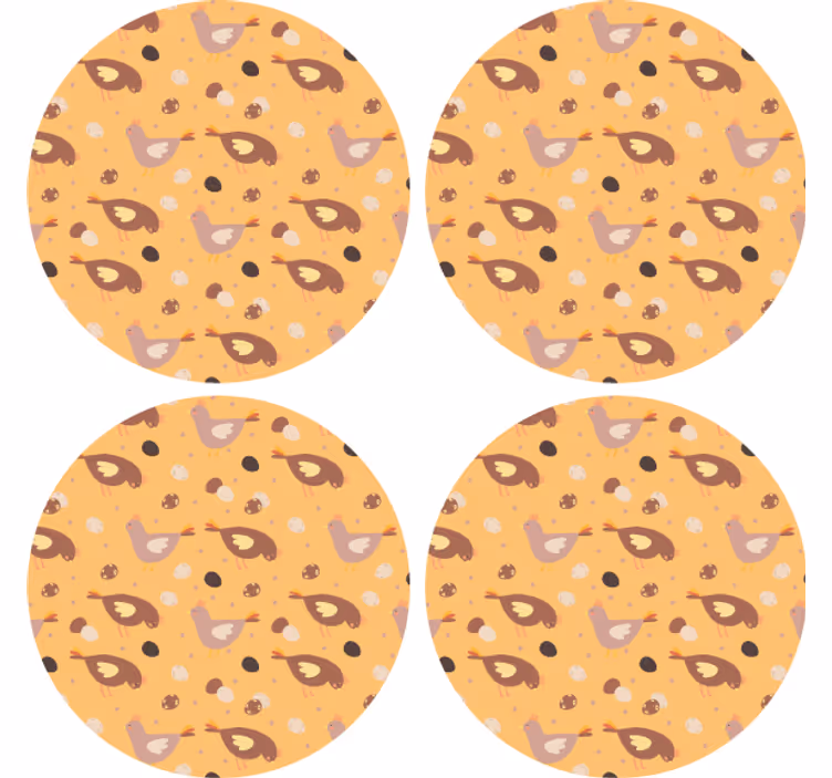 Whimsical Bird Pattern geek coasters - TenStickers