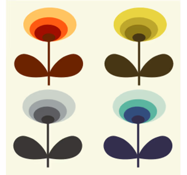 Coasters with layered floral designs - TenStickers