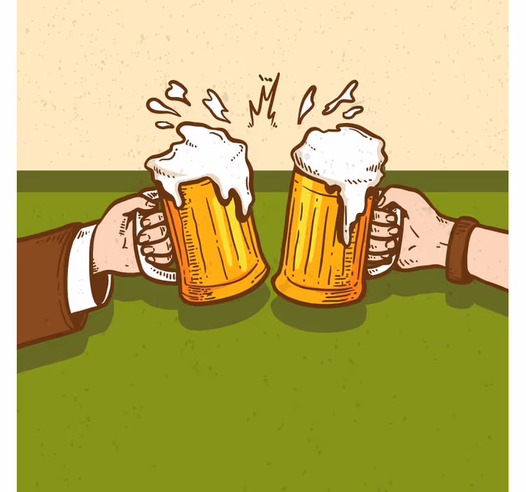 Cheers on the  beer cartoon mats - TenStickers