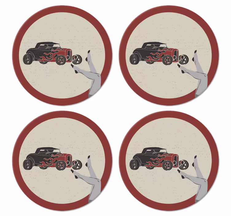Vintage coasters flaming hot rod - TenStickers