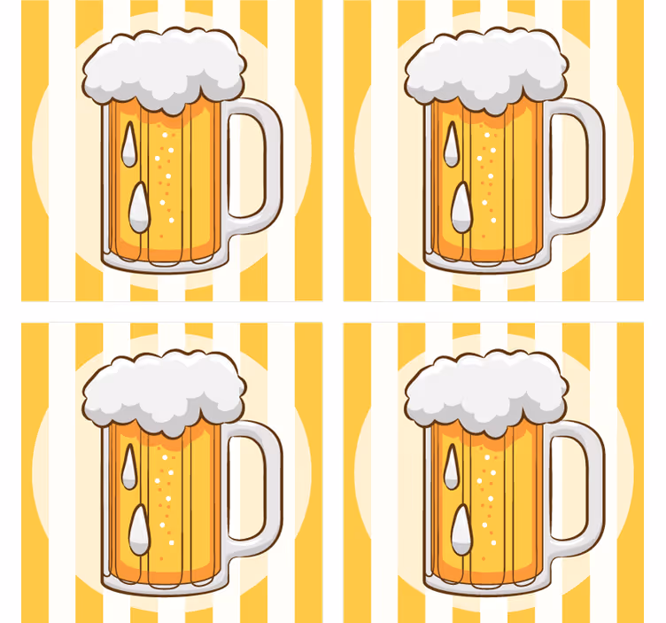 Beer mats with illustrated beer mug design - TenStickers