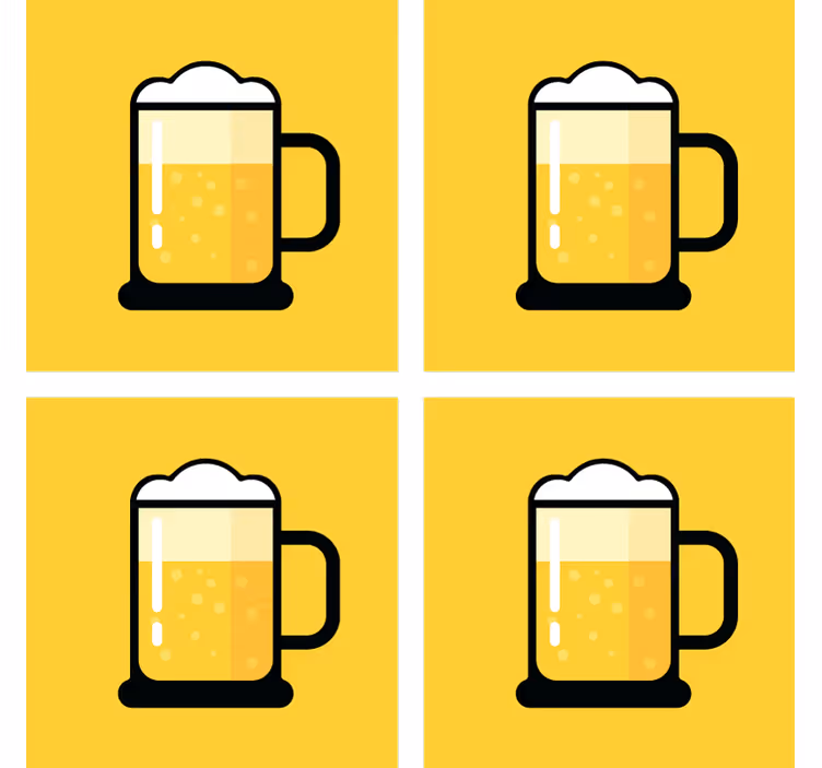 Beer mats with yellow beer mug illustration - TenStickers