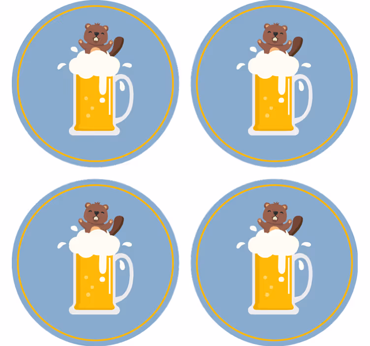 Beer mats cheerful beaver mug - TenStickers