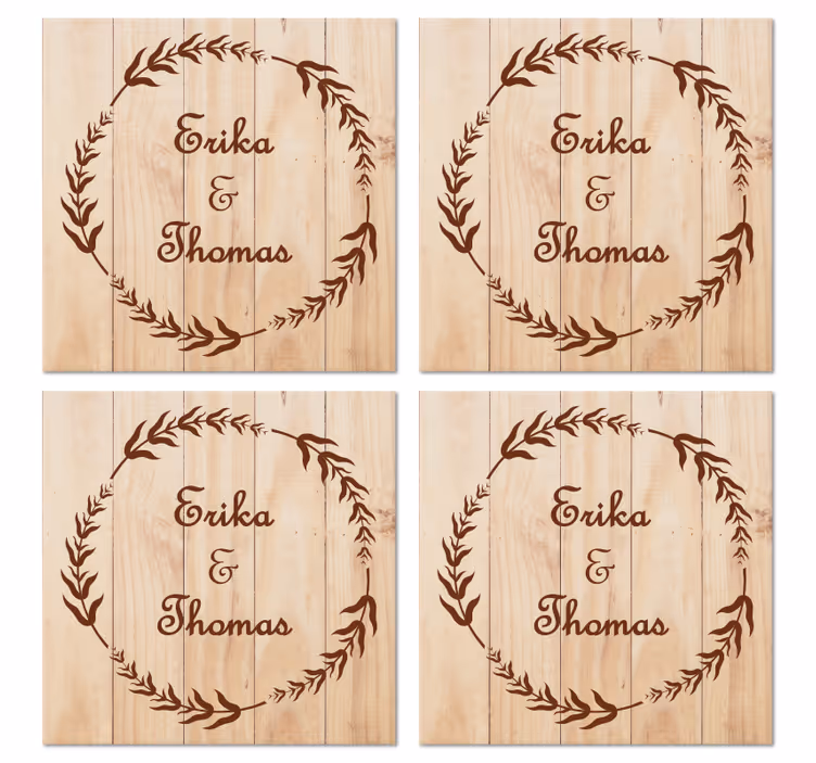 Wood olive branch wedding coaster - TenStickers