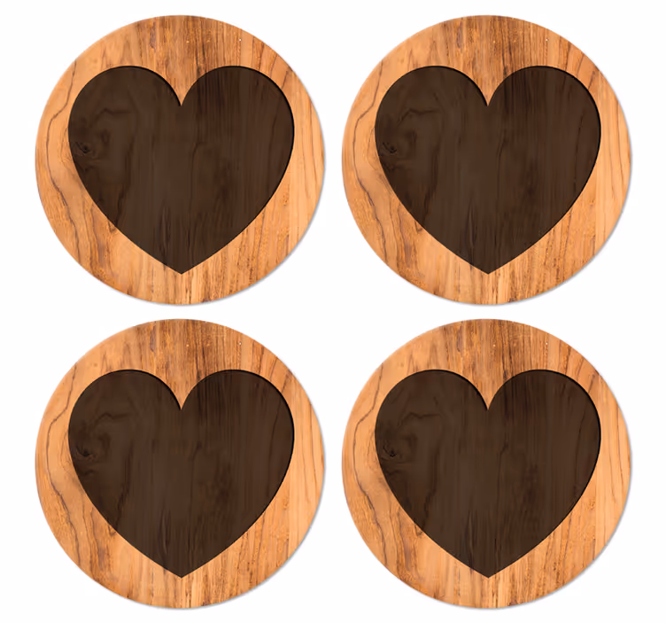 Heart with wooden texture coaster - TenStickers