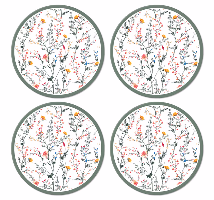 Thin minimalistic garden flowers modern coaster - TenStickers