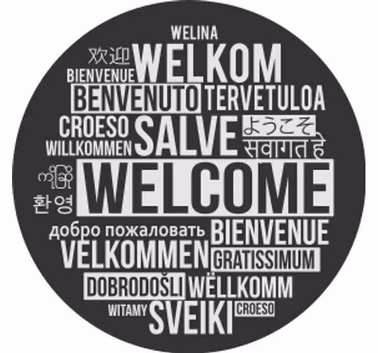 Welcome multilingual greeting beer mats - TenStickers
