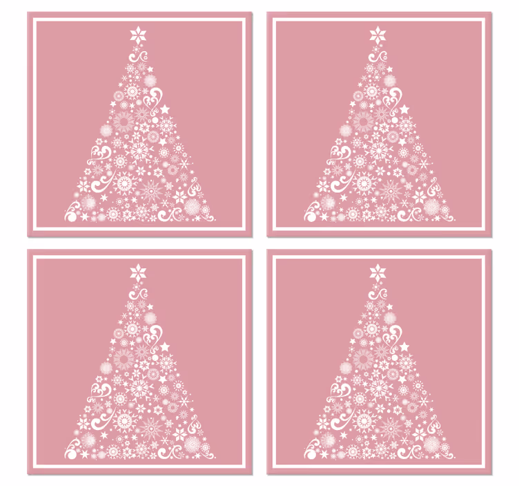 Festive tree on pink christmas coaster - TenStickers
