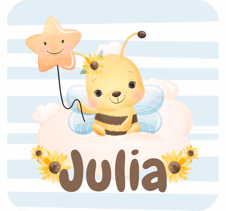 Personaliseable coasters cute bee with star - TenStickers