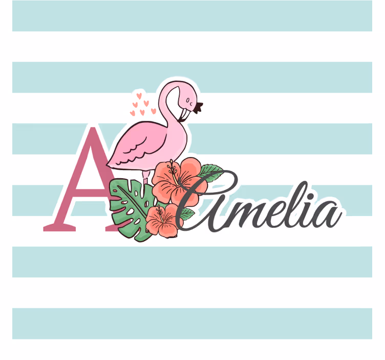 Personalisable coasters personalized flamingo floral - TenStickers