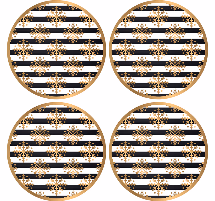 Christmas coaster striped snowflake design - TenStickers