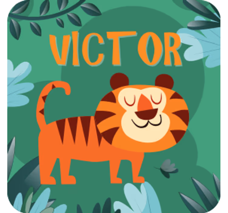 Personalisable coasters with cheerful tiger design - TenStickers