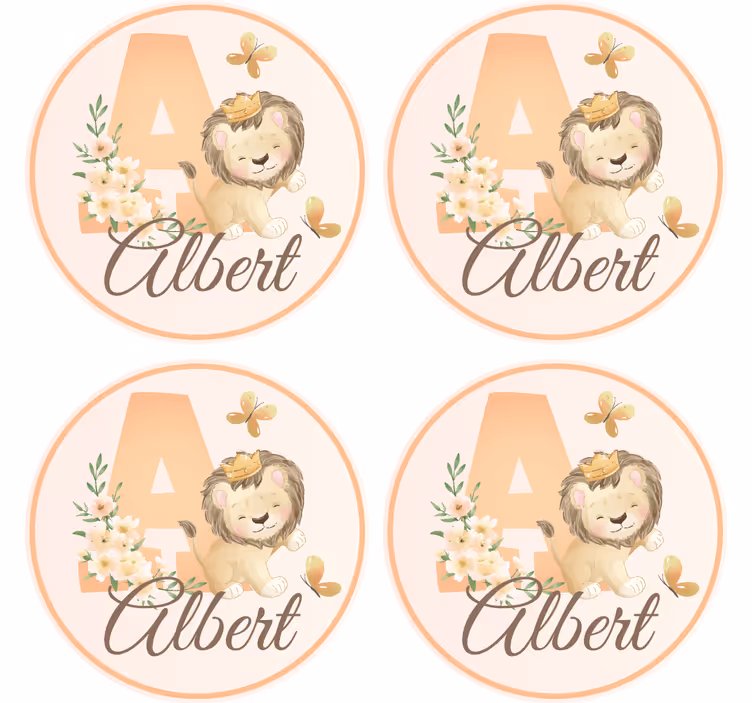 Personalisable coasters with playful lion design - TenStickers