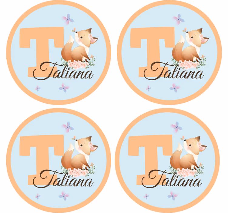 Personalisable coasters whimsical fox design - TenStickers