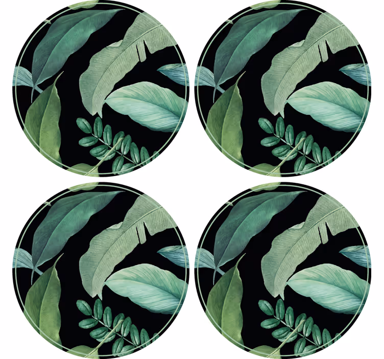 Coasters in leafy green design - TenStickers