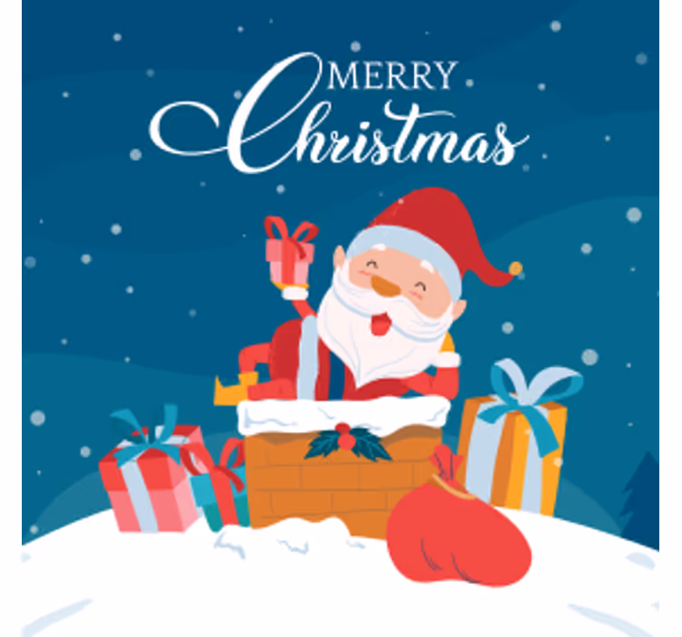 Christmas coaster santa claus with presents - TenStickers