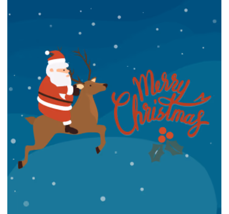 Christmas coaster santa on reindeer - TenStickers