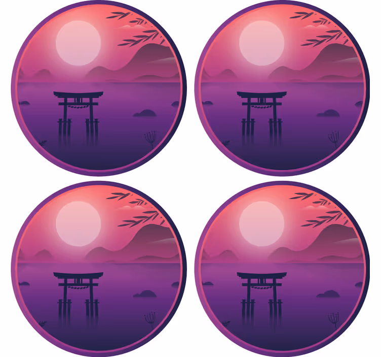 Modern coasters serene sunset landscape - TenStickers
