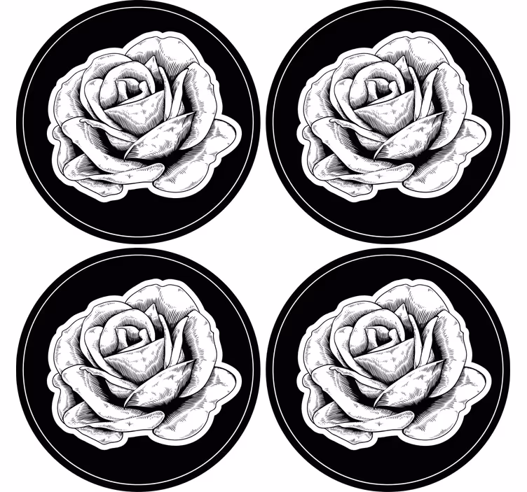 Coasters intricate black rose coasters - TenStickers