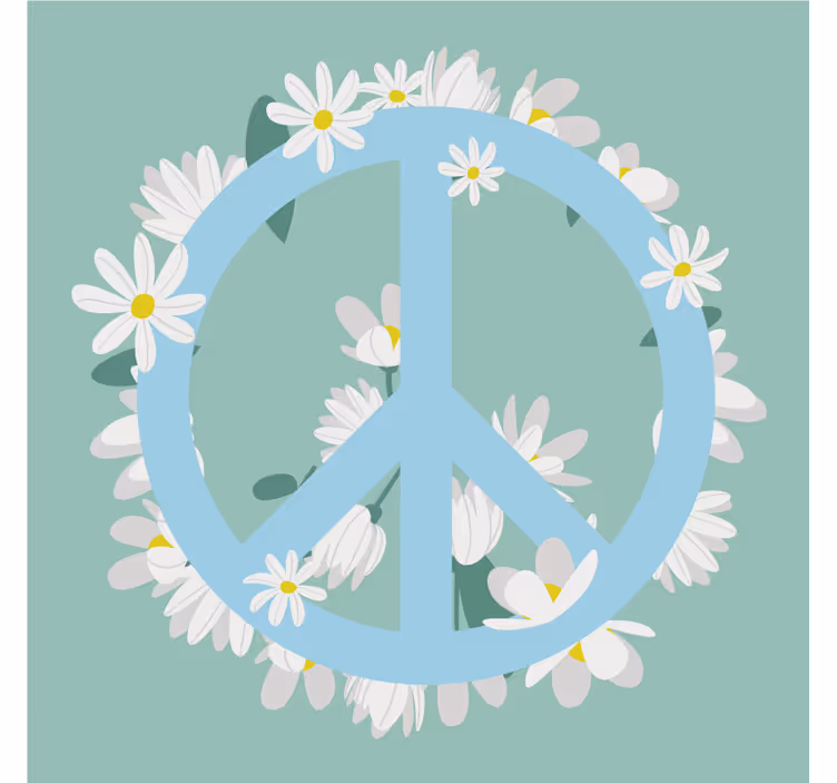 Light blue peace with flowers vintage coaster - TenStickers