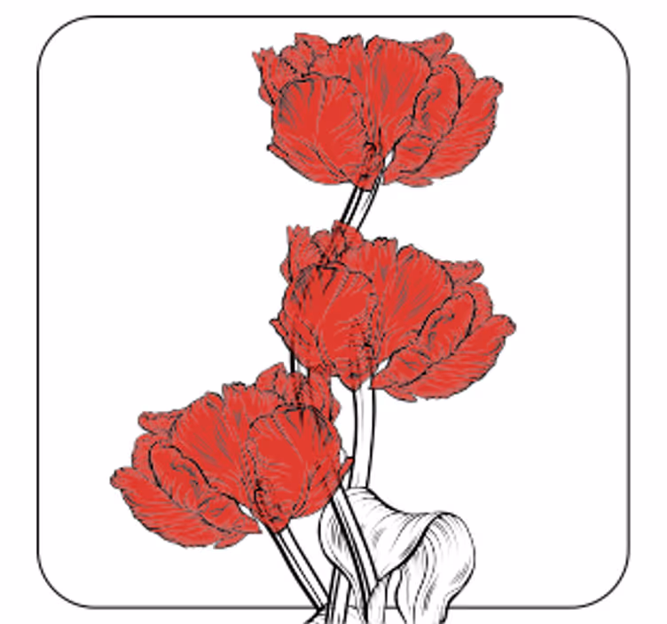 Red vertical tulips pattern  more coasters - TenStickers