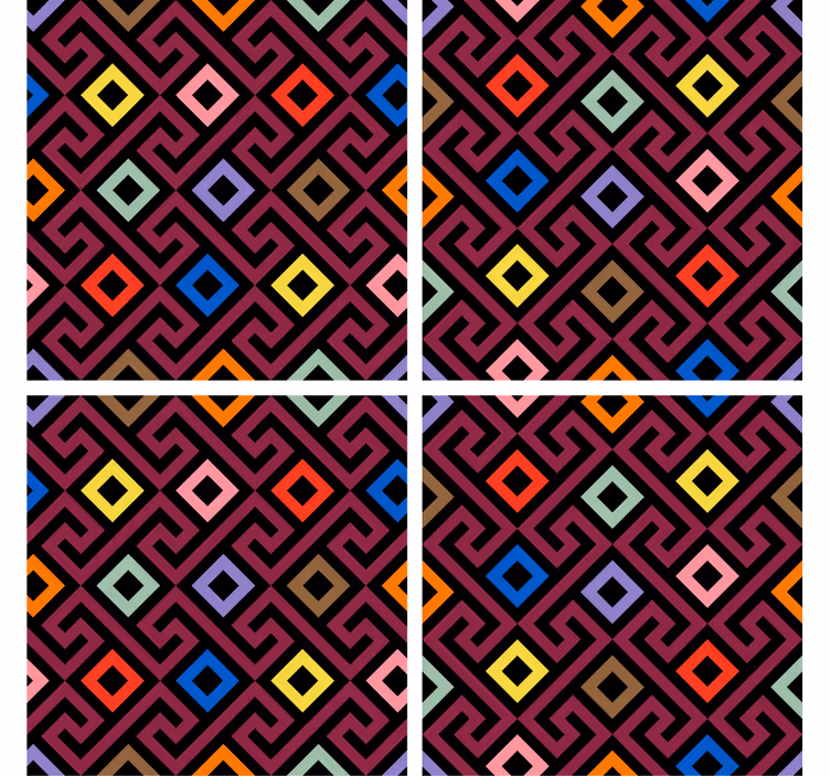 Coasters with vibrant geometric design - TenStickers