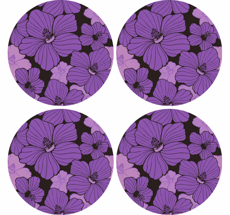 Coasters with lively purple floral design - TenStickers