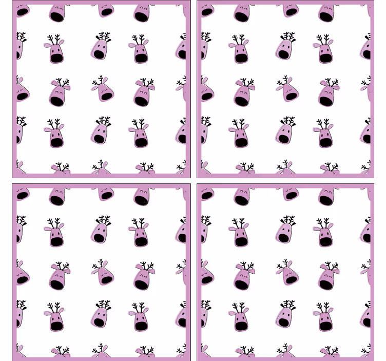 Christmas coaster with cheerful reindeer faces - TenStickers