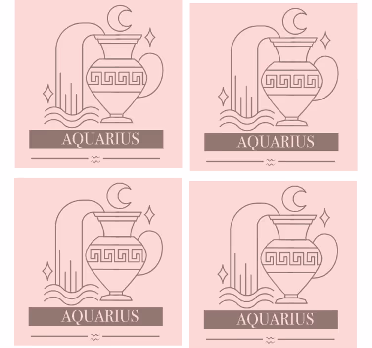 Text coasters aquarius zodiac sign - TenStickers