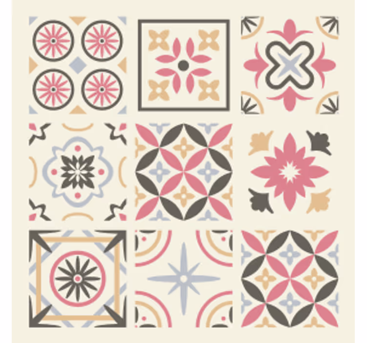 Tile coasters geometric floral design - TenStickers
