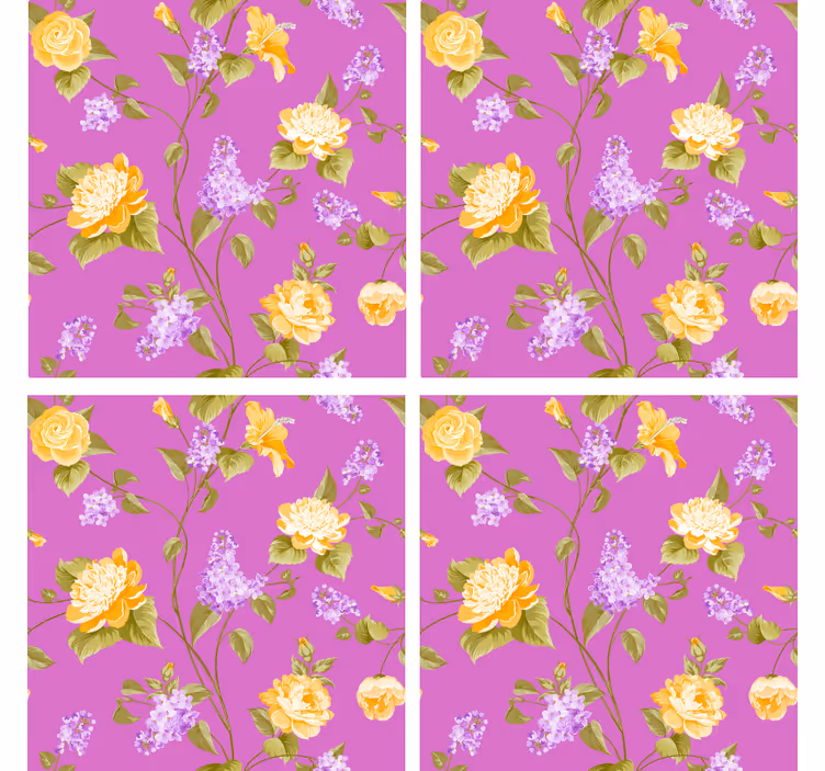 Coasters floral print with yellow roses - TenStickers