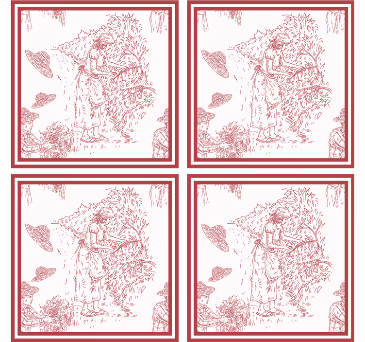Vintage coasters rustic scene artwork - TenStickers
